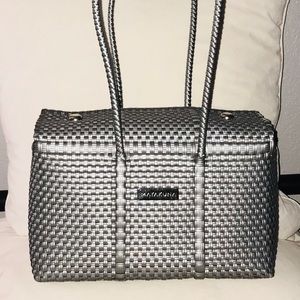 Basket Weave Grey Handbag